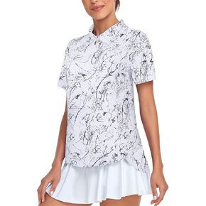 Tanst Sky Women's Golf Polo Shirts Short Sleeve Quarter Zip Pullover Moisture Wicking Workout Tops