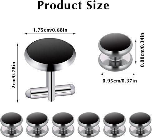 Yolev Mens Cufflinks and Studs Set Tuxedo Shirts Cuff links Black Onyx Cufflinks for Men, Classic Tuxedo Buttons Match for Business Wedding Formal Suit in Saudi Arabia