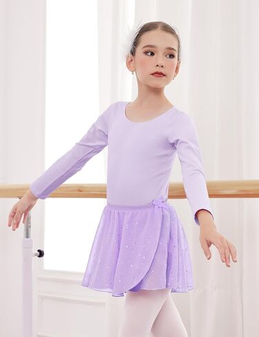 Zaclotre Girls Ballet Skirt Sparkly Chiffon Pull On Dance Skirts for Toddler/Kids Dancewear 2 Pack in Saudi Arabia