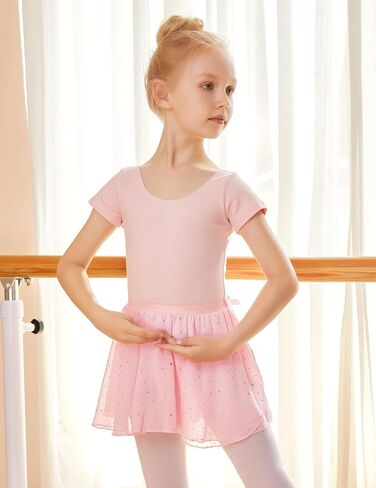 Zaclotre Girls Ballet Skirt Sparkly Chiffon Pull On Dance Skirts for Toddler/Kids Dancewear 2 Pack in Saudi Arabia