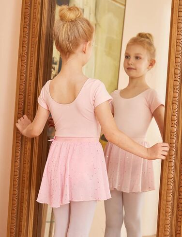 Zaclotre Girls Ballet Skirt Sparkly Chiffon Pull On Dance Skirts for Toddler/Kids Dancewear 2 Pack in Saudi Arabia