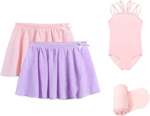 Zaclotre Girls Ballet Skirt Sparkly Chiffon Pull On Dance Skirts for Toddler/Kids Dancewear 2 Pack in Saudi Arabia