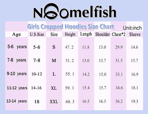 Noomelfish Girls Sparkle Long Sleeve Crop Tops Cropped Hoodies Pullover Sweatshirts (5-14 Years) in Saudi Arabia