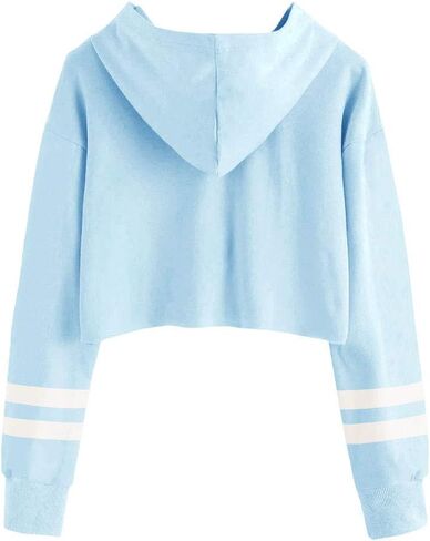 Imily Bela Kids Crop Tops Girls Striped Long Sleeve Fashion Hoodies Pullover Sweatshirts in Kuwait