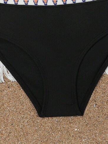 SHENHE Girl's 2 Piece Swimsuit High Waisted Spagehtti Strap Chevron Tape Bathing Suit in Saudi Arabia