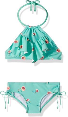 ثوب سباحة للفتيات من Kanu Surf Morgan Ruffle Halter من قطعتين باللون الوردي، مقاس 2T in Saudi Arabia