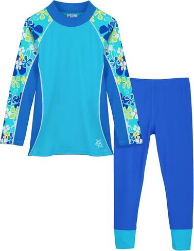 Tuga Girls Long Sleeve Rash Guard and Swim Legging Bathing Suit Set, UPF 50+ in Saudi Arabia