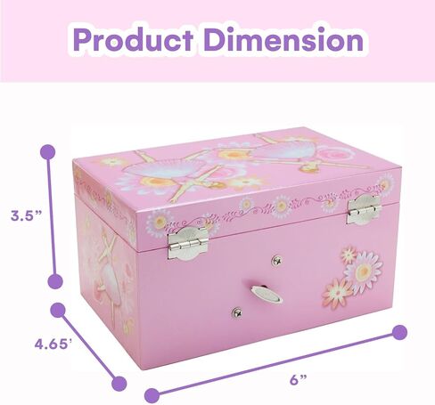 Jewelkeeper Pink Girl's Ballerina Musical Jewelry Box with Pullout Drawer, Jewel Storage Organizer Case, Swan Lake Tune - Ballerina Jewelry Box for Girls Musical in Saudi Arabia