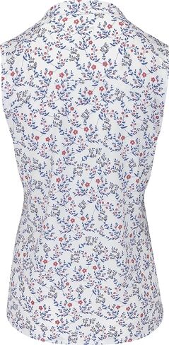 PUMA Womens MATTR Micro Floral Print Sleeveless Golf Polo - Navy Blazer/Bright White L in Saudi Arabia