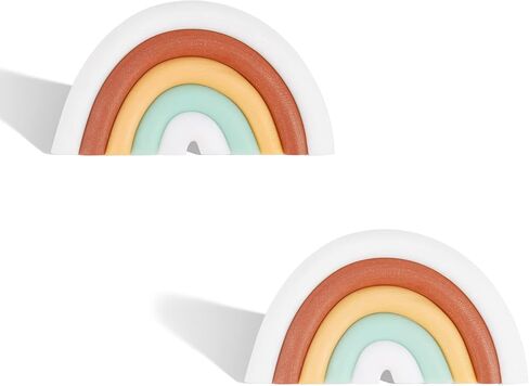 Boho Polymer Clay Rainbow Earrings for Women and Girls Dangling, Cute Multicolor Handmade Vintage Bohemian Tassel U Shape Oval and Round Shape Ceramic Clay Drop Earrings Pendant Bulk Jewelry in Saudi Arabia