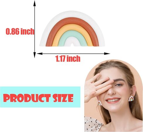 Boho Polymer Clay Rainbow Earrings for Women and Girls Dangling, Cute Multicolor Handmade Vintage Bohemian Tassel U Shape Oval and Round Shape Ceramic Clay Drop Earrings Pendant Bulk Jewelry in Saudi Arabia