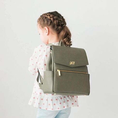 Freshly Picked Mini Diaper Bag II Backpack – Premium Vegan Leather Small Baby Bag without Changing Pad, Compact, Lightweight & Stylish for Moms On-the-Go, Cognac in Kuwait