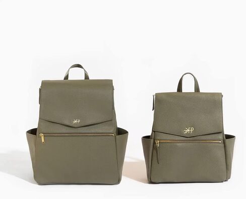 Freshly Picked Mini Diaper Bag II Backpack – Premium Vegan Leather Small Baby Bag without Changing Pad, Compact, Lightweight & Stylish for Moms On-the-Go, Cognac in Kuwait