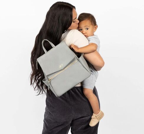 Freshly Picked Mini Diaper Bag II Backpack – Premium Vegan Leather Small Baby Bag without Changing Pad, Compact, Lightweight & Stylish for Moms On-the-Go, Cognac in Kuwait