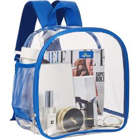 Clear Backpack Stadium Approved, Heavy Duty Clear Mini Backpack with Padded Shoulder Straps for Women and Men, Small Clear Backpack for Security Travel Concert Sport Events - Black