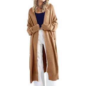 Danedvi Womens Long Cardigan Sweaters 2023 Fall Chunky Knit Oversized Slouchy Open Front Warm Coats with Pockets
