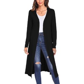 Bluetime Women Plus Size Long Open Front Drape Maxi Cardigan Lightweight Duster Long Sleeve Cardigan Fall (S-4XL)
