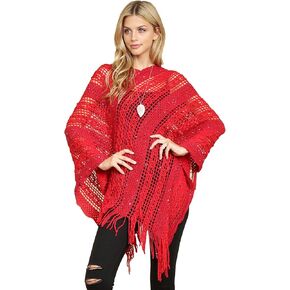 RIAH FASHION Bohemian Sequin Glitter Shawl Wrap Poncho - Kimono Cardigan, Sparkly Metallic Mesh Scarf, Open Knit Crochet