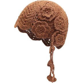 ZLYC المرأة القطن الكروشيه قبعة الجمجمة اليدوية متماسكة انقطاع قبعة صغيرة الأزهار in Kuwait