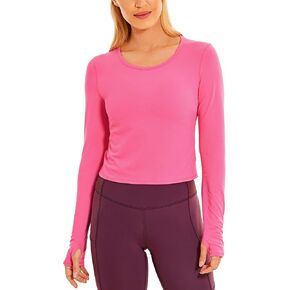 CRZ YOGA Long Sleeve Crop Tops for Women Workout Cropped Top Yoga Slim Fit Athletic Gym Shirts with Thumb Hole in Kuwait