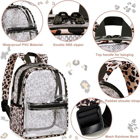 BTOOP Clear Mini Backpack for Stadium Events 12x12x6 Small Transparent Backpacks Plastic See Through Clear Bag for Concerts Work Festival Security Travel in Saudi Arabia