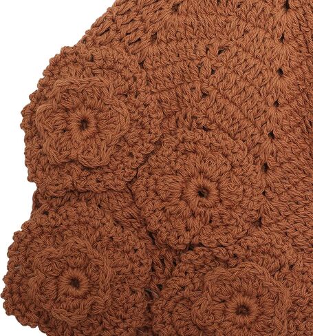 ZLYC Women Cotton Crochet Skull Cap Handmade Knit Cutout Floral Beanie Hat in Kuwait