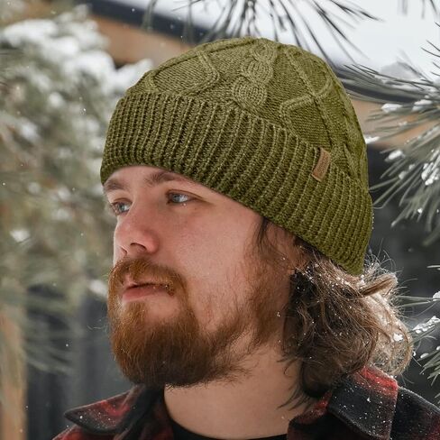 OUTDOOR SHAPING Merino Wool Beanie, Unisex Cable Knit Hat, Daily Rib Cuff Beanie, Warm Winter Cap in Saudi Arabia