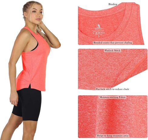قمصان بدون أكمام للسيدات من icyzone بتصميم Racerback - قمصان رياضية لليوجا، قمصان رياضية للجري (عبوة من 3 قطع) in Kuwait