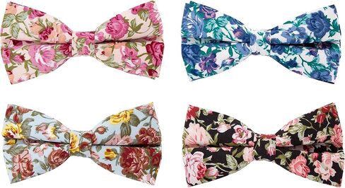LEVAO Men's Cotton Floral Printing Bow Tie in Saudi Arabia