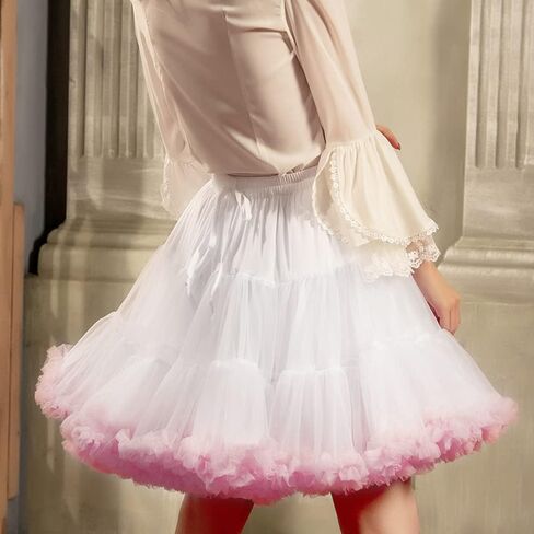 Women's Elastic Waist Chiffon Petticoat Puffy Tutu Tulle Skirt Princess Ballet Dance Pettiskirts Underskirt in Kuwait