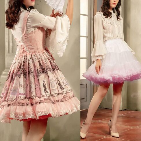 Women's Elastic Waist Chiffon Petticoat Puffy Tutu Tulle Skirt Princess Ballet Dance Pettiskirts Underskirt in Kuwait