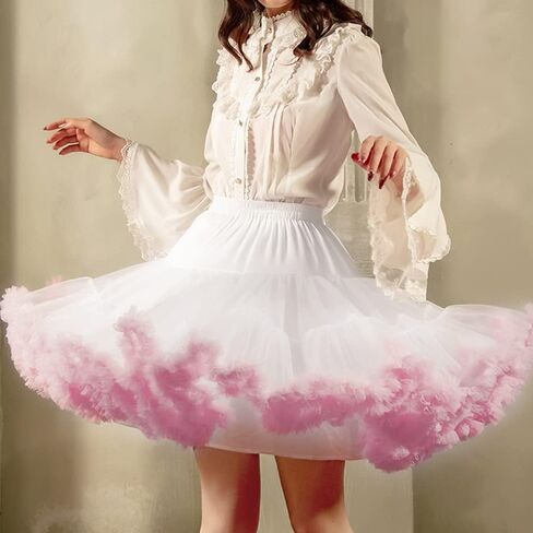 Women's Elastic Waist Chiffon Petticoat Puffy Tutu Tulle Skirt Princess Ballet Dance Pettiskirts Underskirt in Kuwait