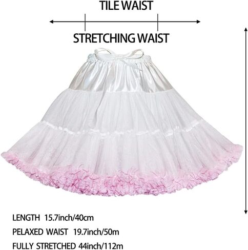 Women's Elastic Waist Chiffon Petticoat Puffy Tutu Tulle Skirt Princess Ballet Dance Pettiskirts Underskirt in Kuwait