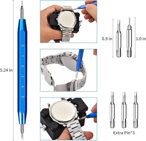 ايزي تايم مجموعة ادوات ازالة حلقات الساعة، مجموعة ادوات سوار الساعة، مجموعة ادوات قضيب زنبركي لاصلاح الساعات واستبدال سوار الساعة بمطرقة صغيرة، اداة اصلاح احترافية لازالة سوار الساعة in Kuwait
