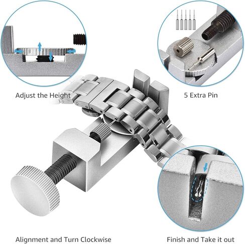 ايزي تايم مجموعة ادوات ازالة حلقات الساعة، مجموعة ادوات سوار الساعة، مجموعة ادوات قضيب زنبركي لاصلاح الساعات واستبدال سوار الساعة بمطرقة صغيرة، اداة اصلاح احترافية لازالة سوار الساعة in Kuwait