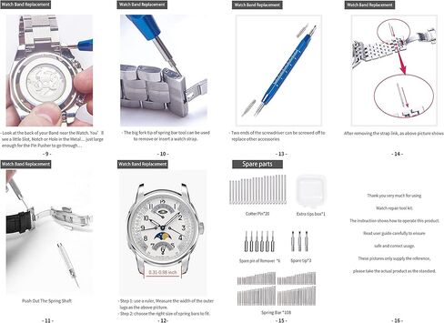 ايزي تايم مجموعة ادوات ازالة حلقات الساعة، مجموعة ادوات سوار الساعة، مجموعة ادوات قضيب زنبركي لاصلاح الساعات واستبدال سوار الساعة بمطرقة صغيرة، اداة اصلاح احترافية لازالة سوار الساعة in Kuwait