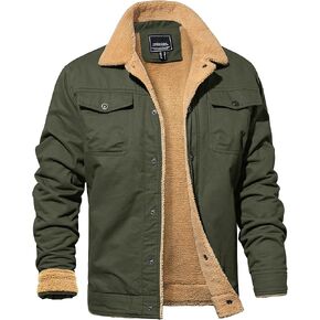 KEFITEVD Men's Sherpa Fleece Lined Cargo Jackets Casual Military Winter Thick Warm Coat