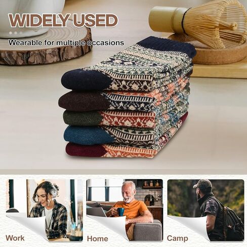 بويزوي يو جوارب صوف للنساء - جوارب صوف كلاسيكية دافئة، جوارب صوف سميكة ناعمة محبوكة، جوارب رجالية سميكة محبوكة، جوارب طويلة للنساء، 5 ازواج بنمط نورديك، 6-10، 9, 5 أزواج من الطراز الاسكندنافي، 6-10 in Kuwait