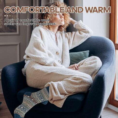 بويزوي يو جوارب صوف للنساء - جوارب صوف كلاسيكية دافئة، جوارب صوف سميكة ناعمة محبوكة، جوارب رجالية سميكة محبوكة، جوارب طويلة للنساء، 5 ازواج بنمط نورديك، 6-10، 9, 5 أزواج من الطراز الاسكندنافي، 6-10 in Kuwait