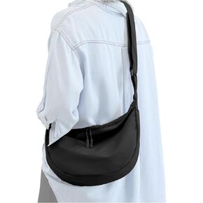 Medium Nylon Crossbody Crescent Bag for Women Men Fashionable Shoulder Bag with Adjustable Strap for Everyday Casual Travel