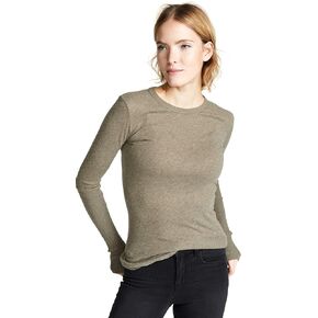 Enza Costa Women’s Cashmere Blend Cuffed Crew Top with Thumbholes
