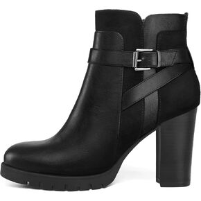 mysoft Women's Ankle Boots Chunky Stacked Heel Zipper Booties - Available in Wide Sizes in Saudi Arabia