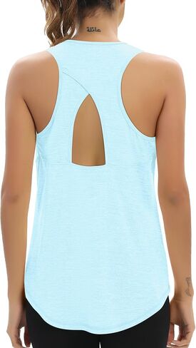 Aeuui Workout Tops for Women Racerback Tank Tops Open Back Yoga Athletic Running Shirts Sleeveless Gym Clothes in Kuwait