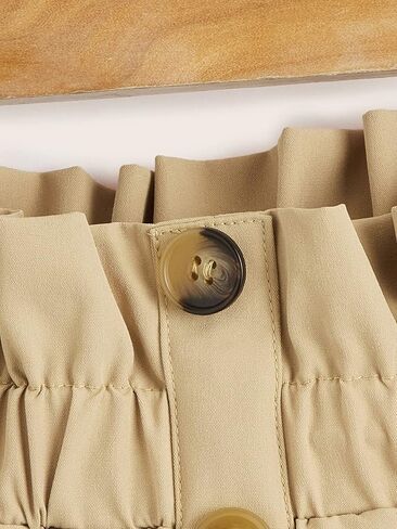 تنورة Milumia للفتيات ذات الأزرار الأمامية غير الرسمية ذات الخصر العالي والتنانير الطويلة الواسعة in Kuwait