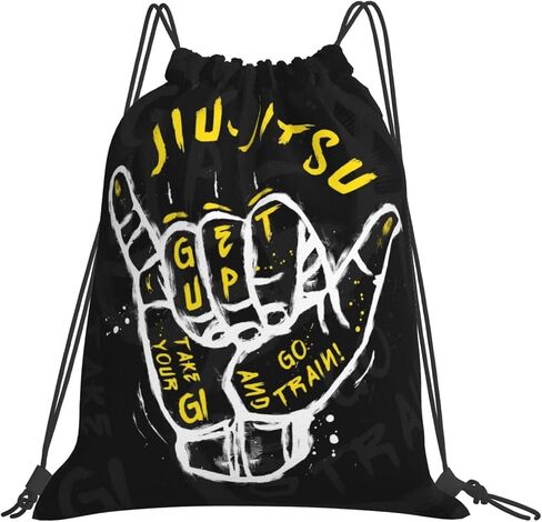 Kiaonda Jiu-Jitsu Go Train Drawstring Backpacks Sport Storage Goodie Cinch Bag Gym Bags One Size in Saudi Arabia