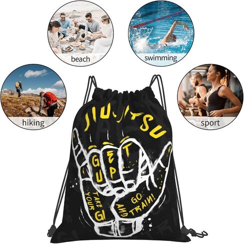 Kiaonda Jiu-Jitsu Go Train Drawstring Backpacks Sport Storage Goodie Cinch Bag Gym Bags One Size in Saudi Arabia
