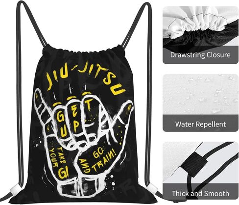 Kiaonda Jiu-Jitsu Go Train Drawstring Backpacks Sport Storage Goodie Cinch Bag Gym Bags One Size in Saudi Arabia