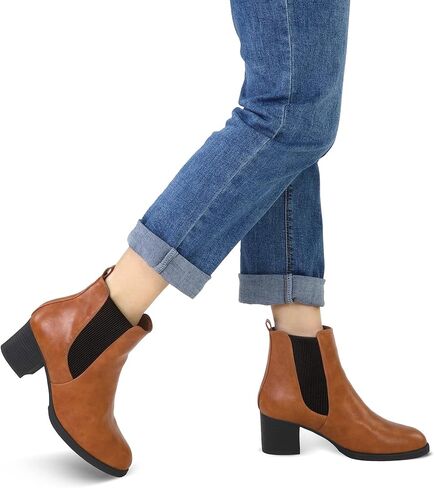 COASIS Women's Chelsea Boots Chunky Heel Slip On Ankle Booties with Elastic Sided in Saudi Arabia