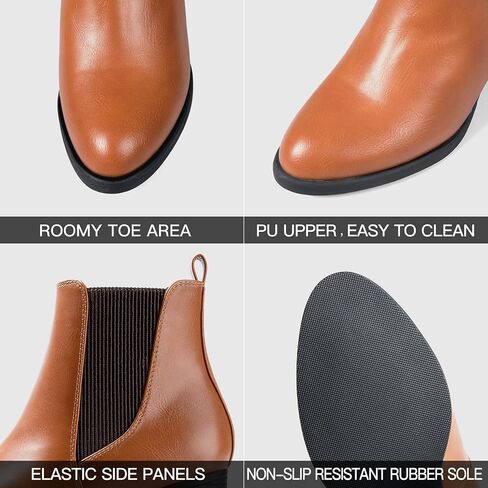 COASIS Women's Chelsea Boots Chunky Heel Slip On Ankle Booties with Elastic Sided in Saudi Arabia