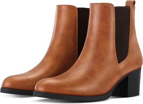 COASIS Women's Chelsea Boots Chunky Heel Slip On Ankle Booties with Elastic Sided in Saudi Arabia